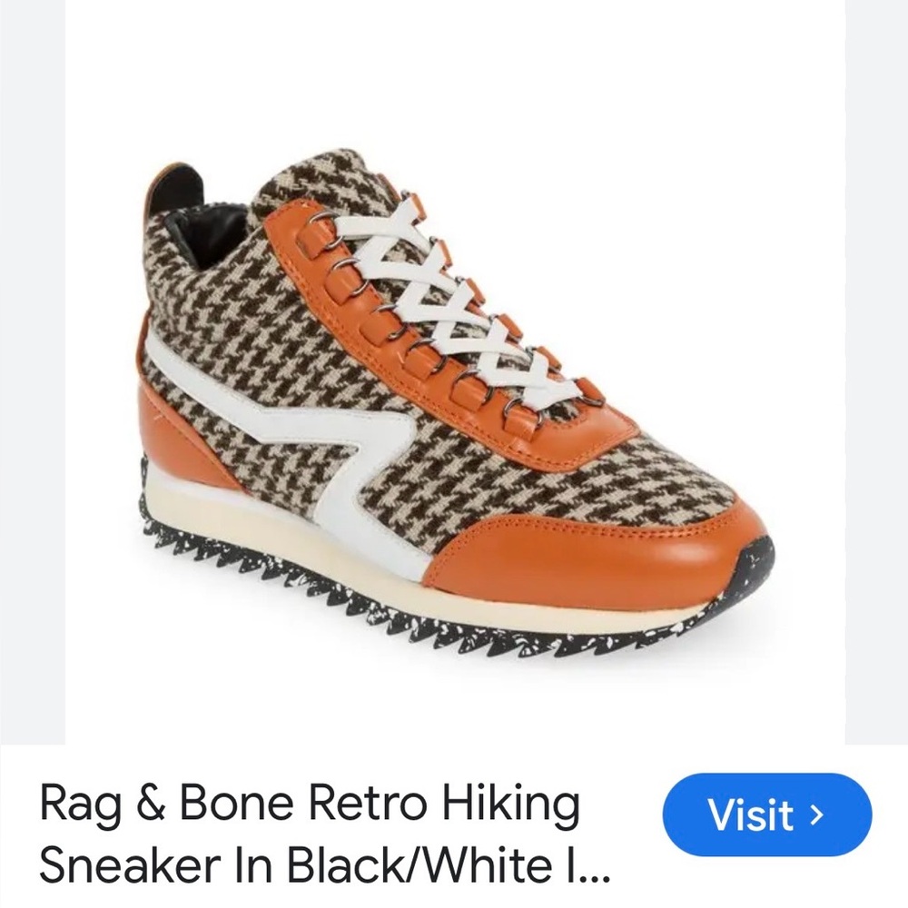 Rag & Bone Houndstooth Hiking Sneakers - Orange,White, & Black-LIKE NEW